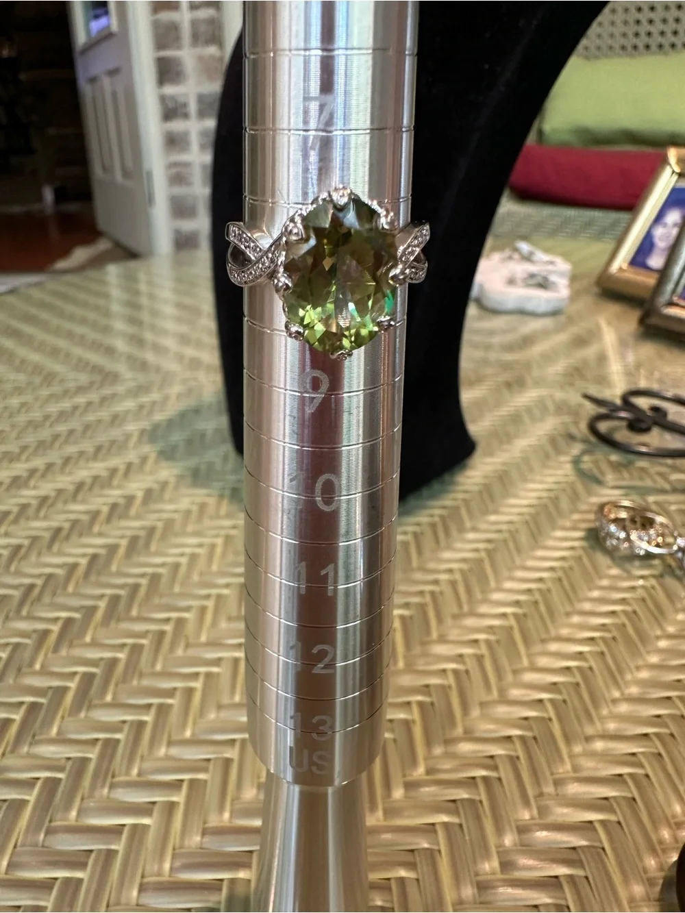 Heart-Cut Green Crystal Cocktail Ring - Unbranded